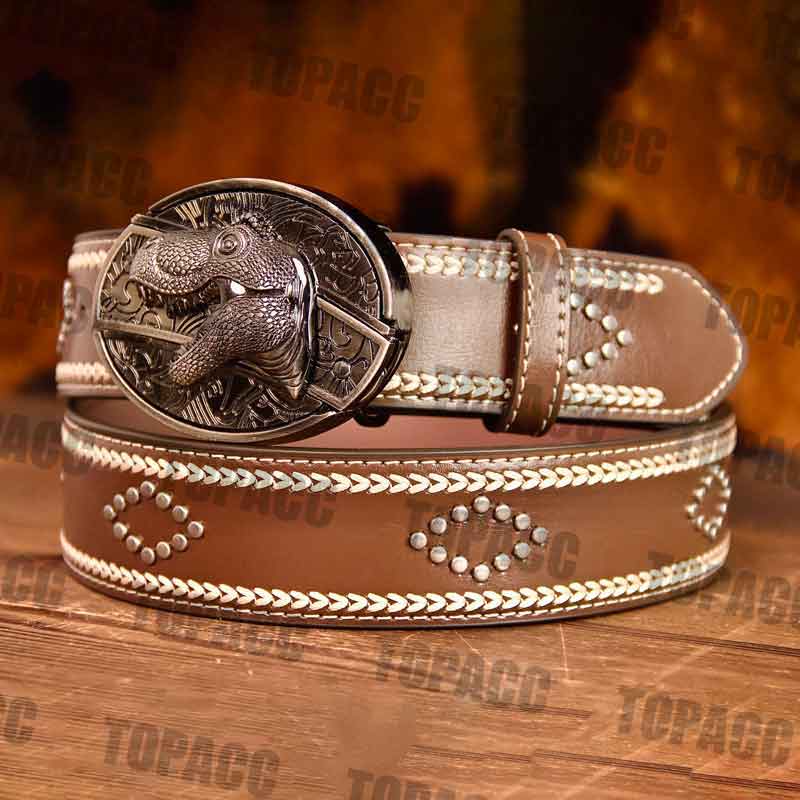 Leather Vintage Belt With Street Buckle