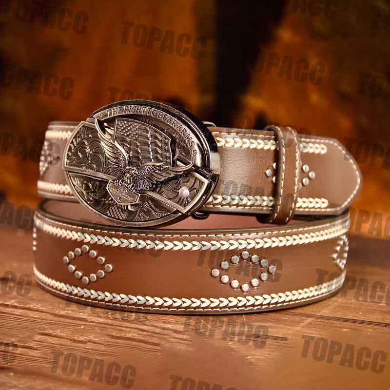 Leather Vintage Belt With Street Buckle