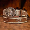 Leather Vintage Belt With Street Buckle