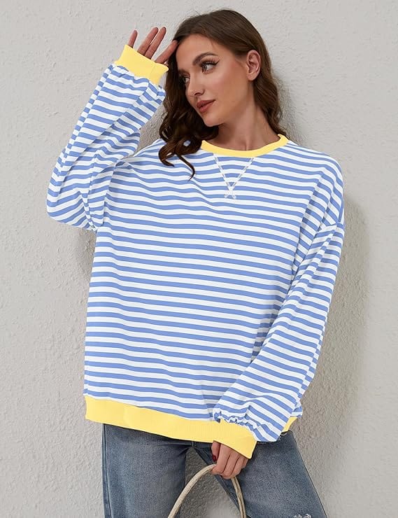 Women Striped Oversized Sweatshirt