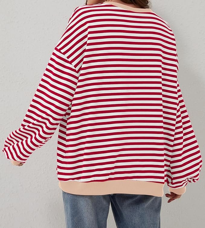 Women Striped Oversized Sweatshirt