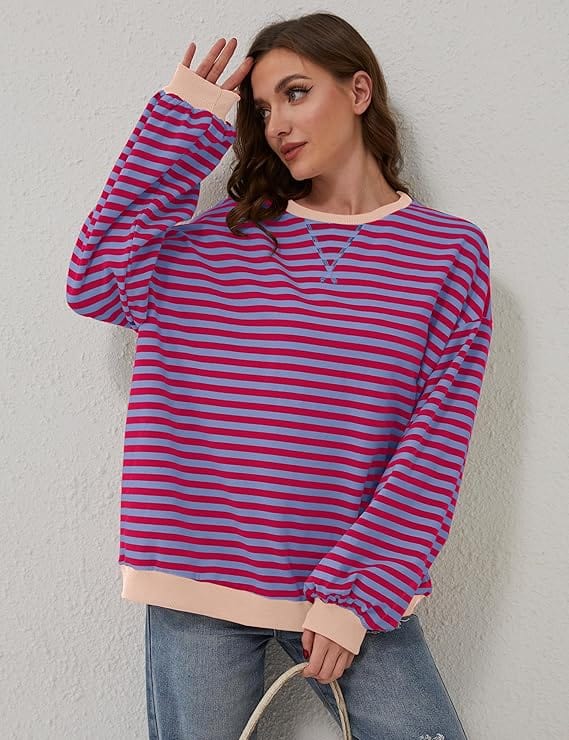 Women Striped Oversized Sweatshirt