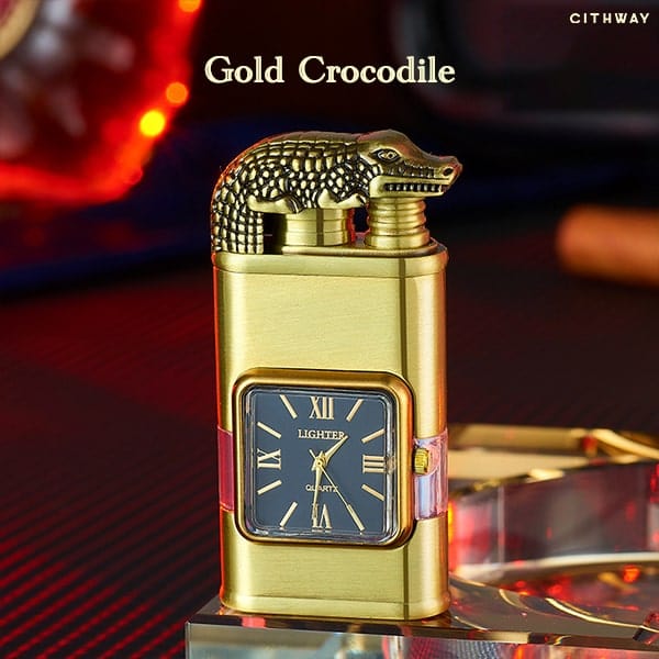 Windproof Dual-Flame Vintage Watch Lighter