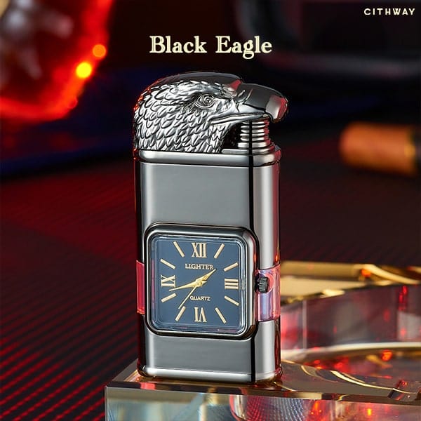 Windproof Dual-Flame Vintage Watch Lighter