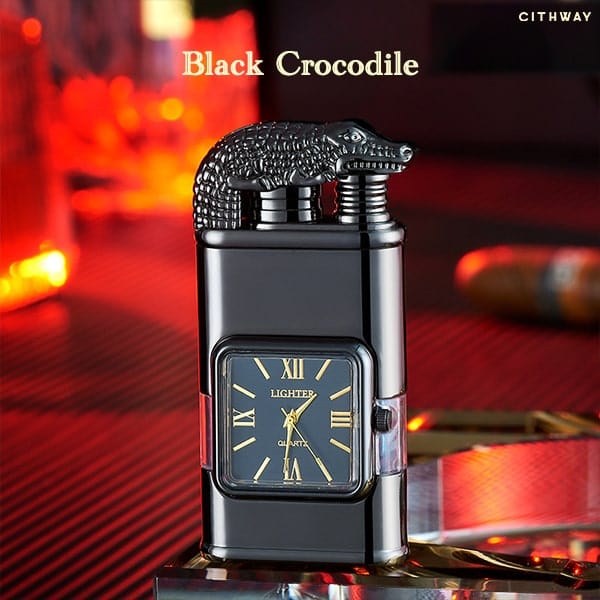 Windproof Dual-Flame Vintage Watch Lighter