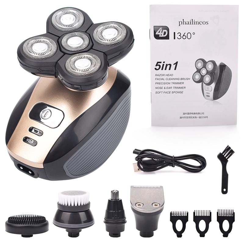 SuperShaver™ Men’s 5-in-1 Electric Shaver & Grooming Kit - Rechargeable 5 Razor Bald Head Shaving Machine Beard Trimmer