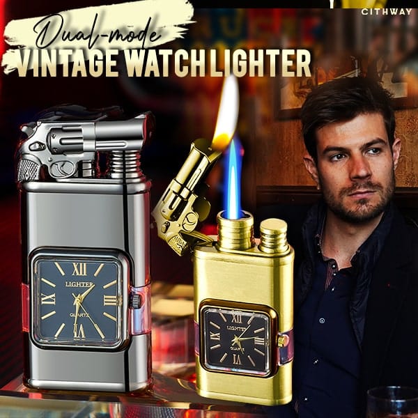 Windproof Dual-Flame Vintage Watch Lighter