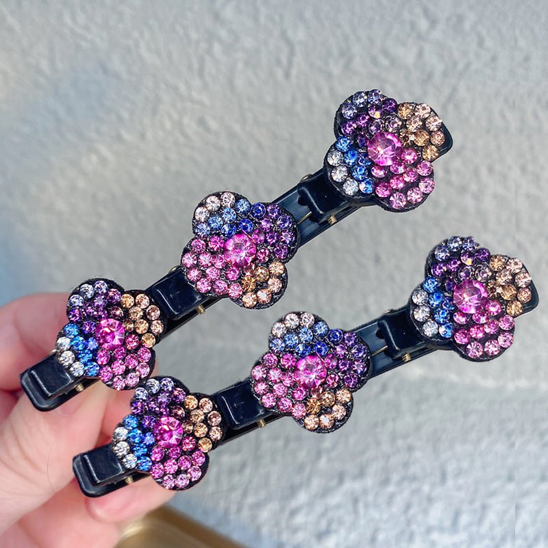Sparkling Crystal Stone Braided Hair Clips - flowerence